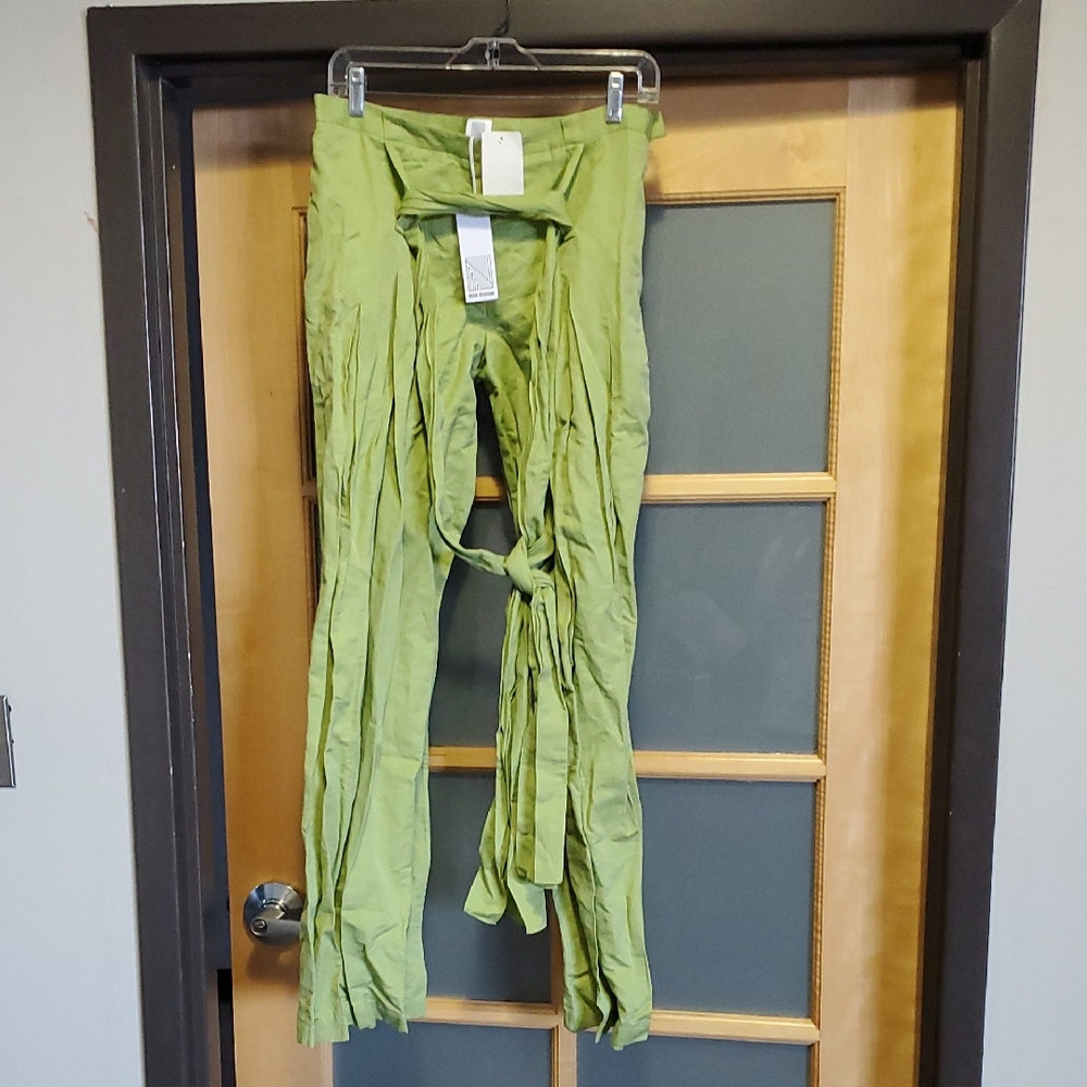 Rosie Assoulin Lime Green Tie-Waist Pants